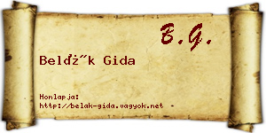 Belák Gida névjegykártya